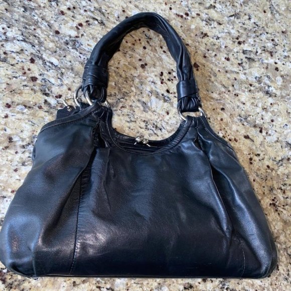 Coach Black Leather Shoulder Bag Tote Medium Size - Picture 1 of 7